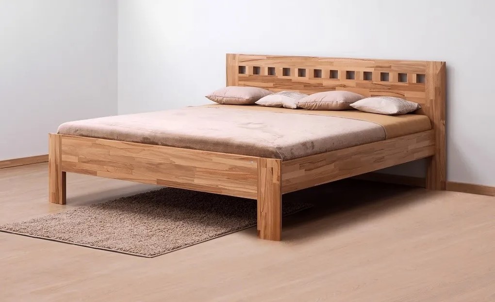 BMB ELLA MOSAIC - masívna dubová posteľ 140 x 200 cm, dub masív