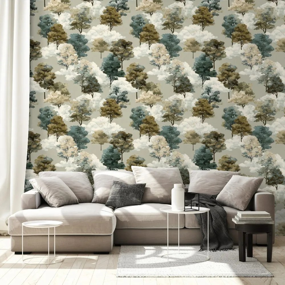 Samolepiaca tapeta akvarelové stromy v zemitých tónoch