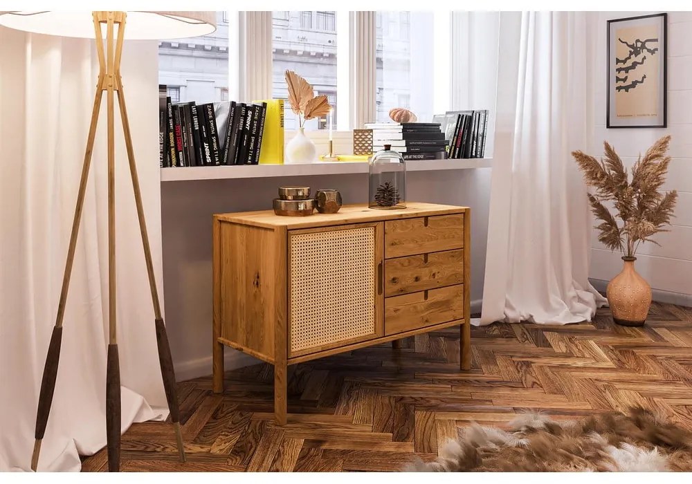 Nízka komoda z dubového dreva 97x69 cm Pola - The Beds