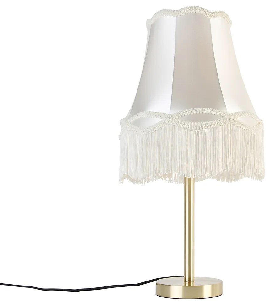 Klasická stolná lampa mosadz s tienidlom Granny krémová 30 cm - Simplo