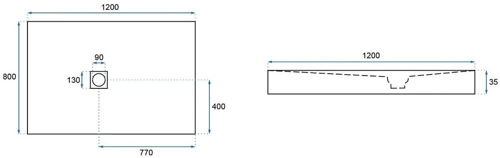 Rea Black Rock, konglomerátová sprchová vanička 120x80x3,5 cm + sifón, čierna, REA-K4579