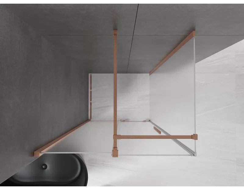 Mexen Velar, sprchový kút s posuvnými dverami 150 x 100 cm, 8mm sklo námraza, medená matná, 871-150-100-31-65