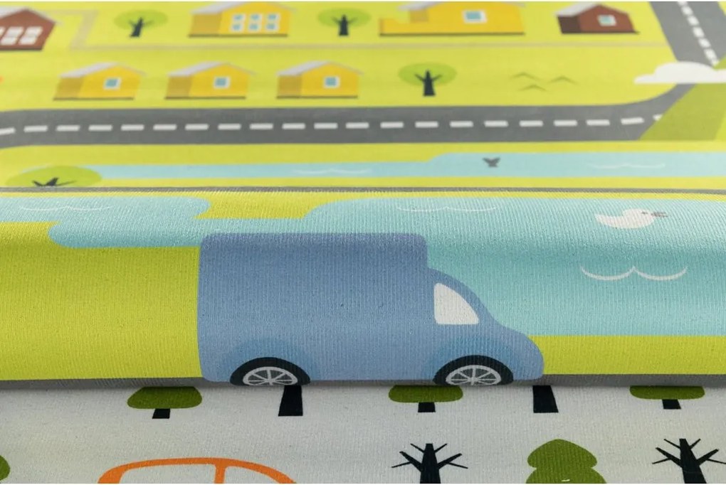 Detský koberec KIDS-35 Crystal Print sivý obdĺžnikový – hry a vozidlá Rozmer: 180x250 cm