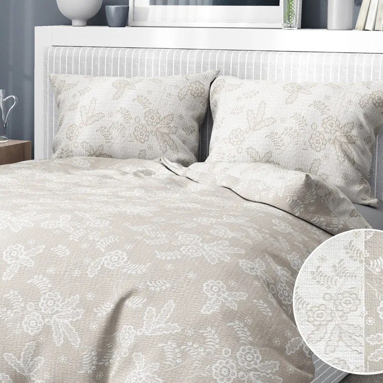 Goldea krepové posteľné obliečky - vzor 783 kvítí s lístkami 140 x 220 a 70 x 90 cm