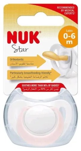 NUK Dojčenský latexový cumlík NUK Star 0-6 m ružový