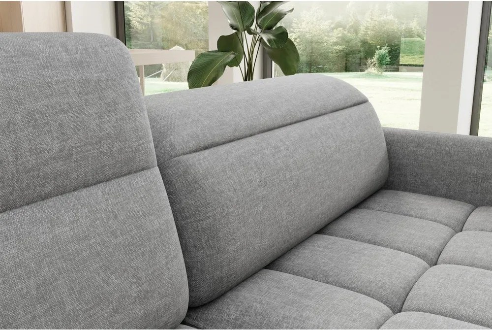 Sivá zamatová rozkladacia/s úložným priestorom rohová pohovka (ľavý roh/do L) Barea – ELTAP