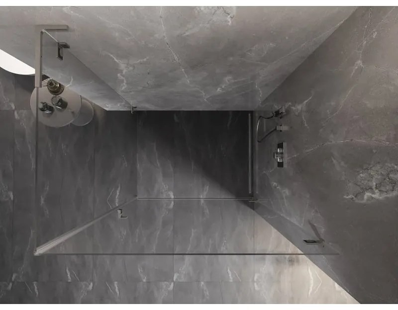 Mexen Lunar-B L, 1-krídlový sprchový kút, pravý, 80 x 70 cm, 8mm číre sklo, brúsená oceľ profil, 832L-080-070-97-00-P