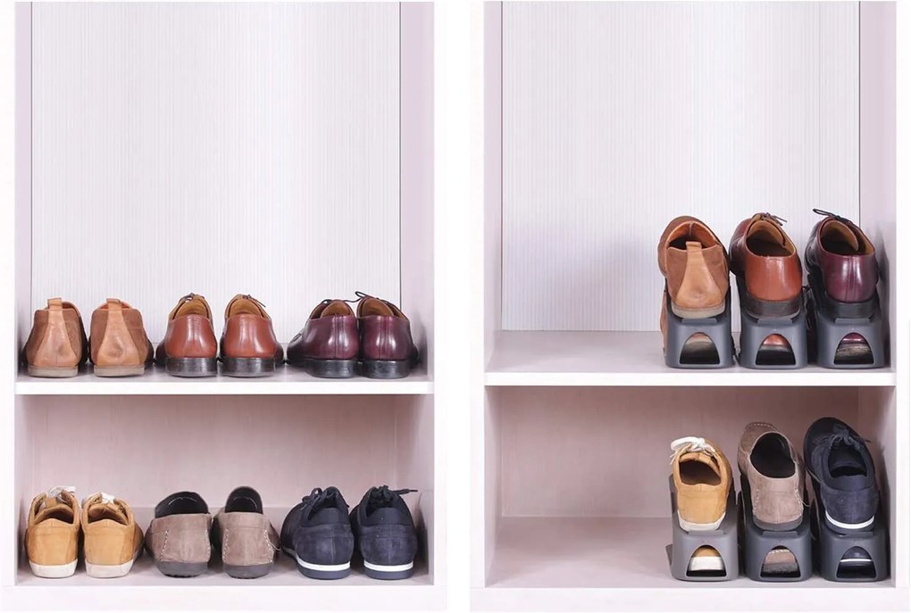 Prosperplast Organizér na topánky, plastový, sada 4 ks pre veľkosť 38-45, antracit