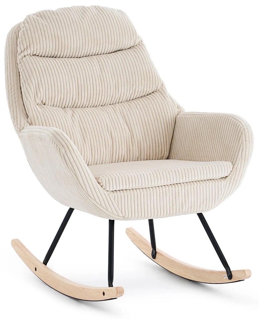 Hojdacie kreslo, relaxačné kreslo s poťahom z menčestru, béžové