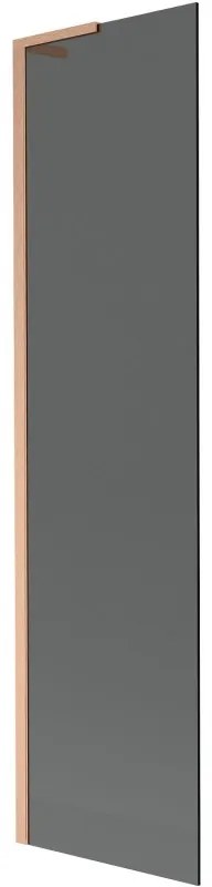 Mexen Next L, 1-krídlová vaňová zástena 50 x 150 cm, 6mm šedé sklo, medený profil, 895-050-000-03-40-65