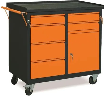 NABBI WW01G/FC dielenský vozík na kolieskach so zámkom grafit / oranžová