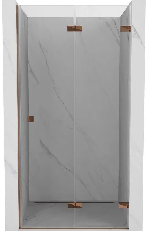 Mexen Lunar-F, pravé sklápacie sprchové dvere 70 cm, 8mm číre sklo, ružové zlato profil, 836-070-000-60-00-P