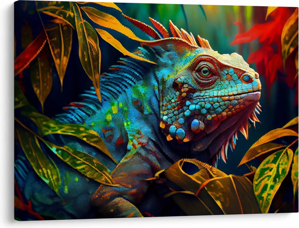 Obraz - Farebný leguán (70x50 cm)