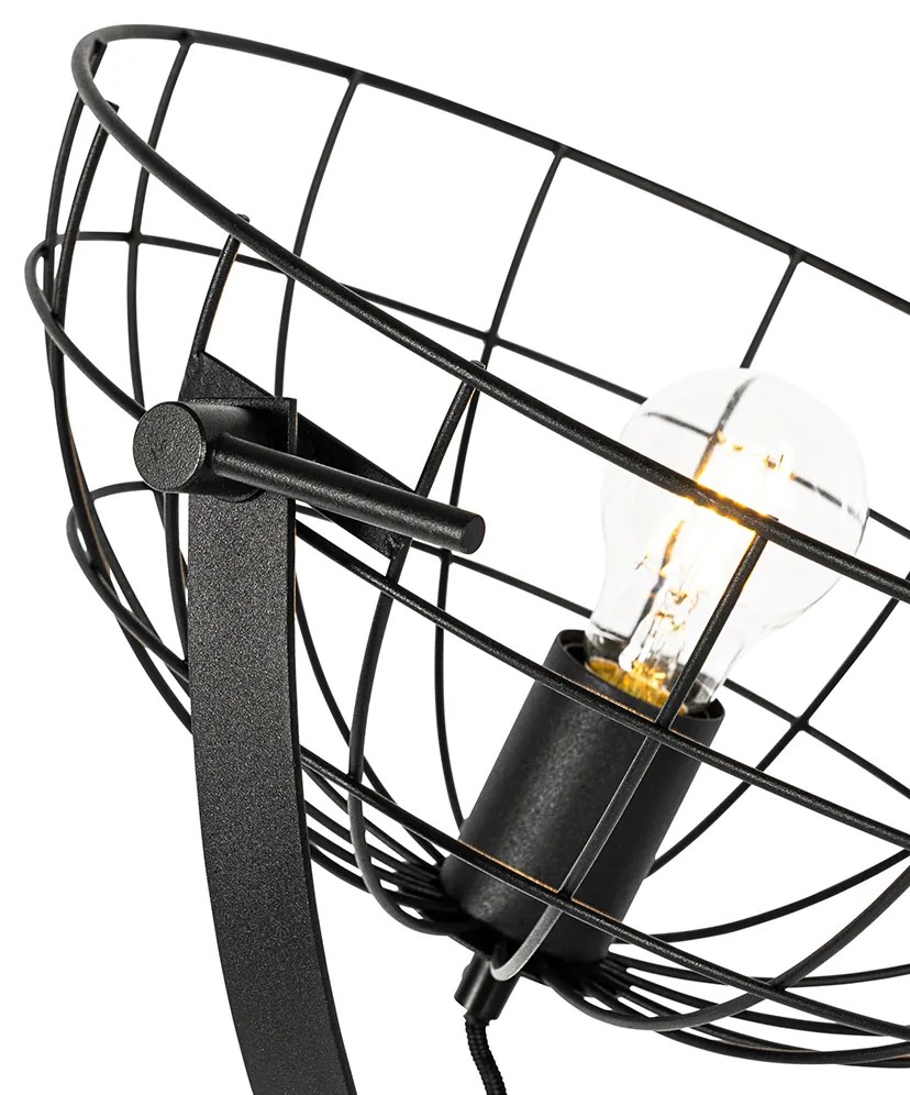 Priemyselná trojnohá stojaca lampa čierna 35 cm nastaviteľná - Hanze