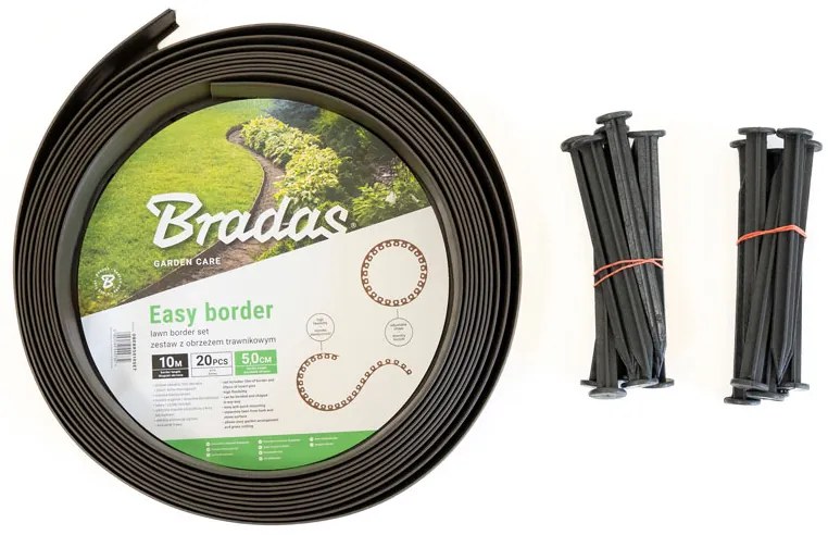 Bradas Neviditeľný obrubník 2v1 10 m x 50 mm, hnedá (vrátane klincov)