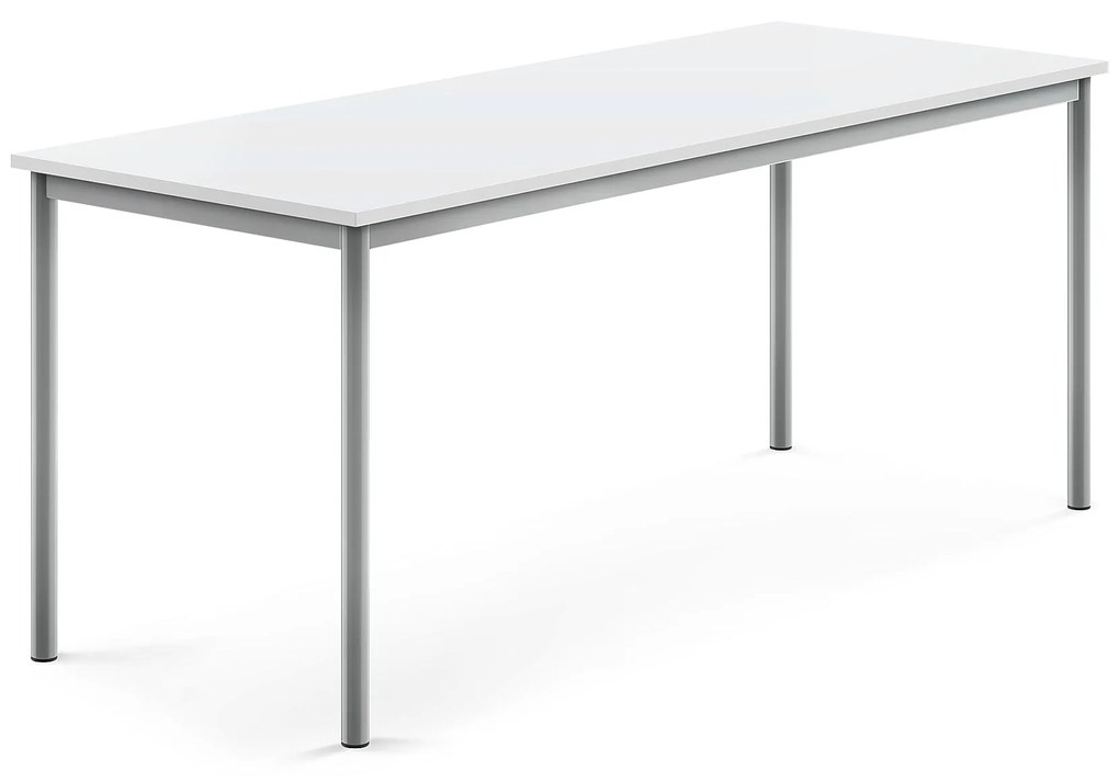 Stôl BORÅS, 1800x700x720 mm, laminát - biela, strieborná