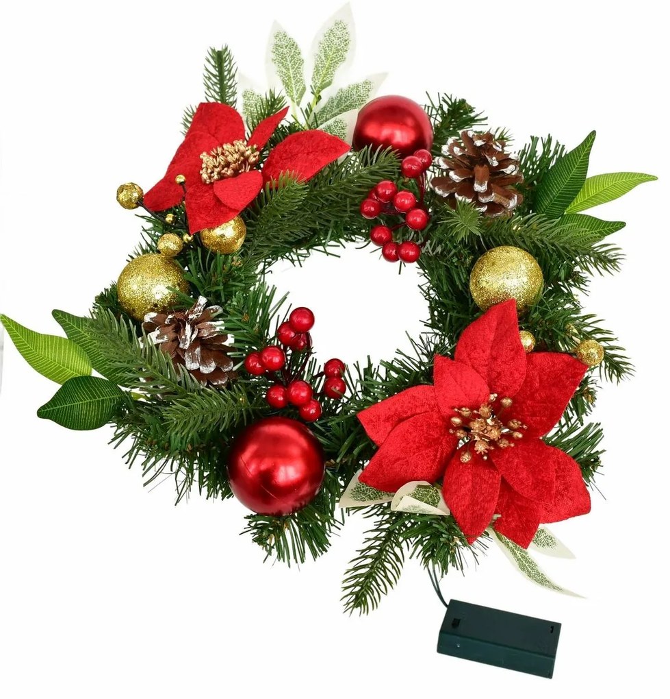 Vianočný svietiaci veniec Florencia, 30 cm, 10 LED