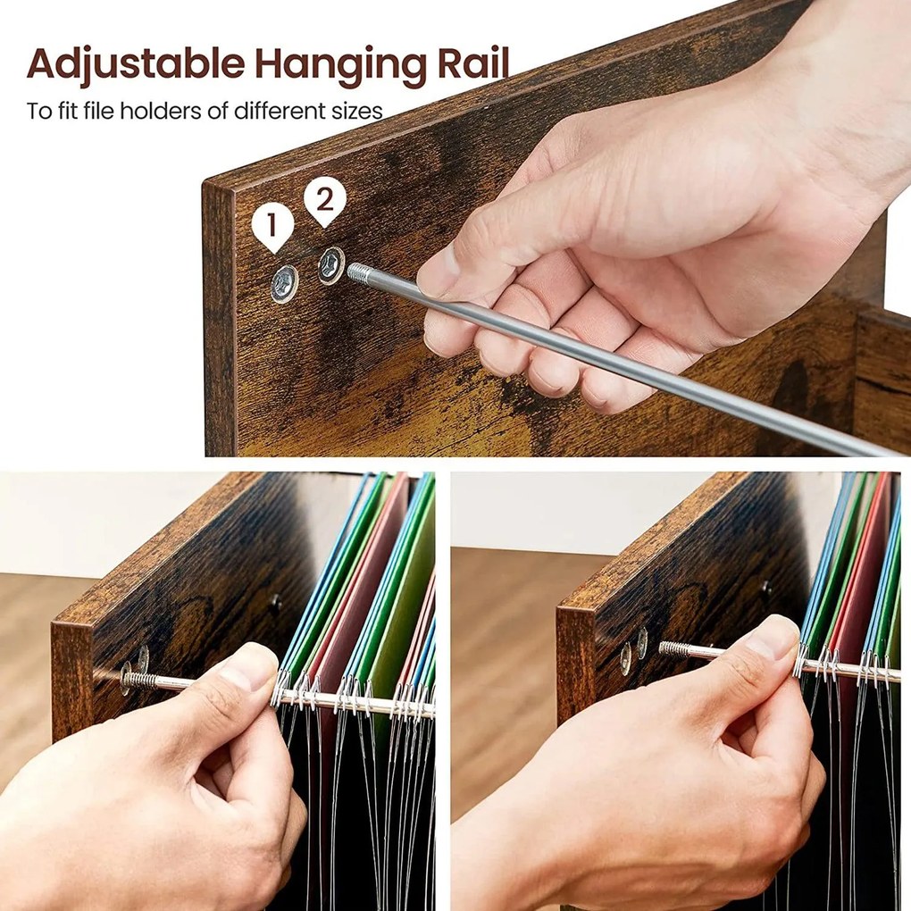 Kartotéka s tromi zásuvkami, rustikálna hnedá