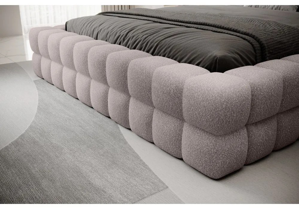 Svetloružová čalúnená dvojlôžková posteľ s úložným priestorom s roštom 180x200 cm Dizzle – ELTAP