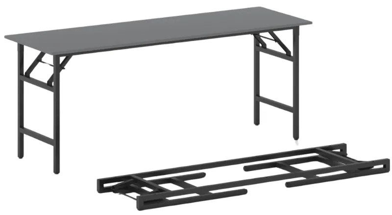 Konferenčný stôl FAST READY s čiernou podnožou 1700 x 500 x 750 mm, grafit