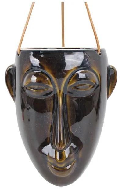 Tmavohnedý závesný kvetináč PT LIVING Mask, výška 22,3 cm