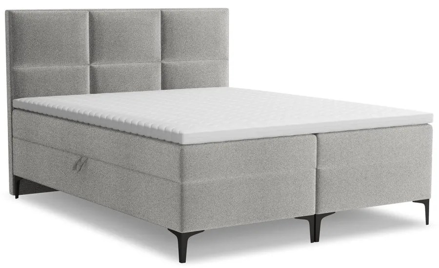 Svetlosivá boxspring posteľ s úložným priestorom 160x200 cm Pakalana – Makamii