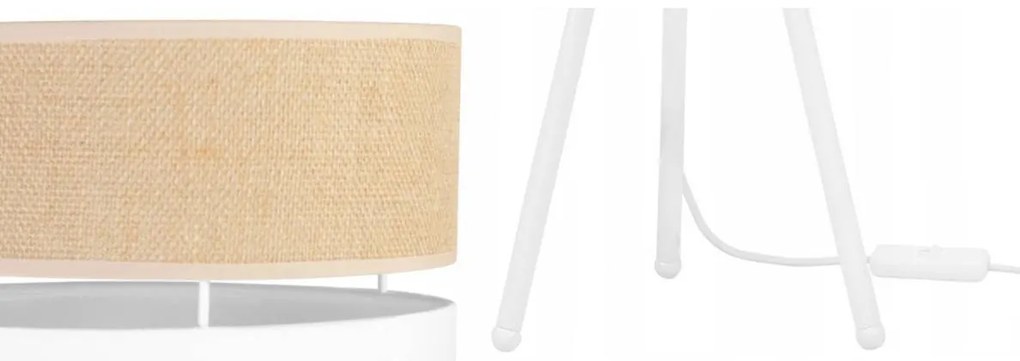 Stolná lampa Juta, 1x jutové/biele textilné tienidlo, m, w