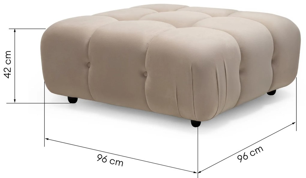 Modulový taburet Fluf Big 96 cm samet světle béžový