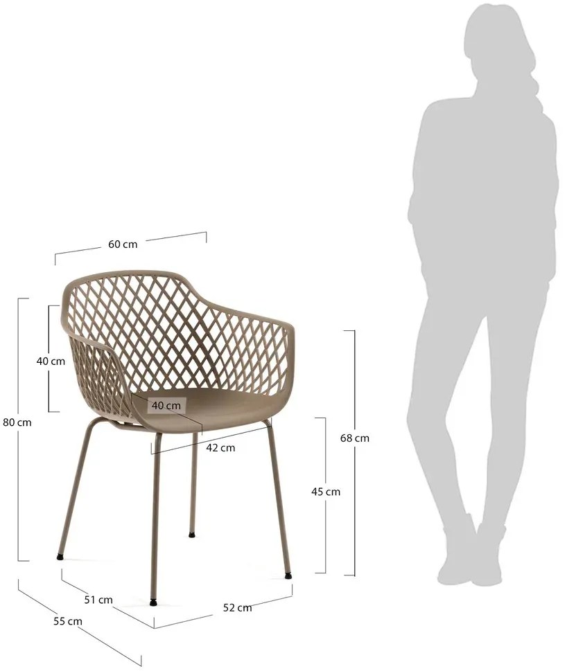 Moderná záhradná stolička QUINN z polypropylénu - cappuccino