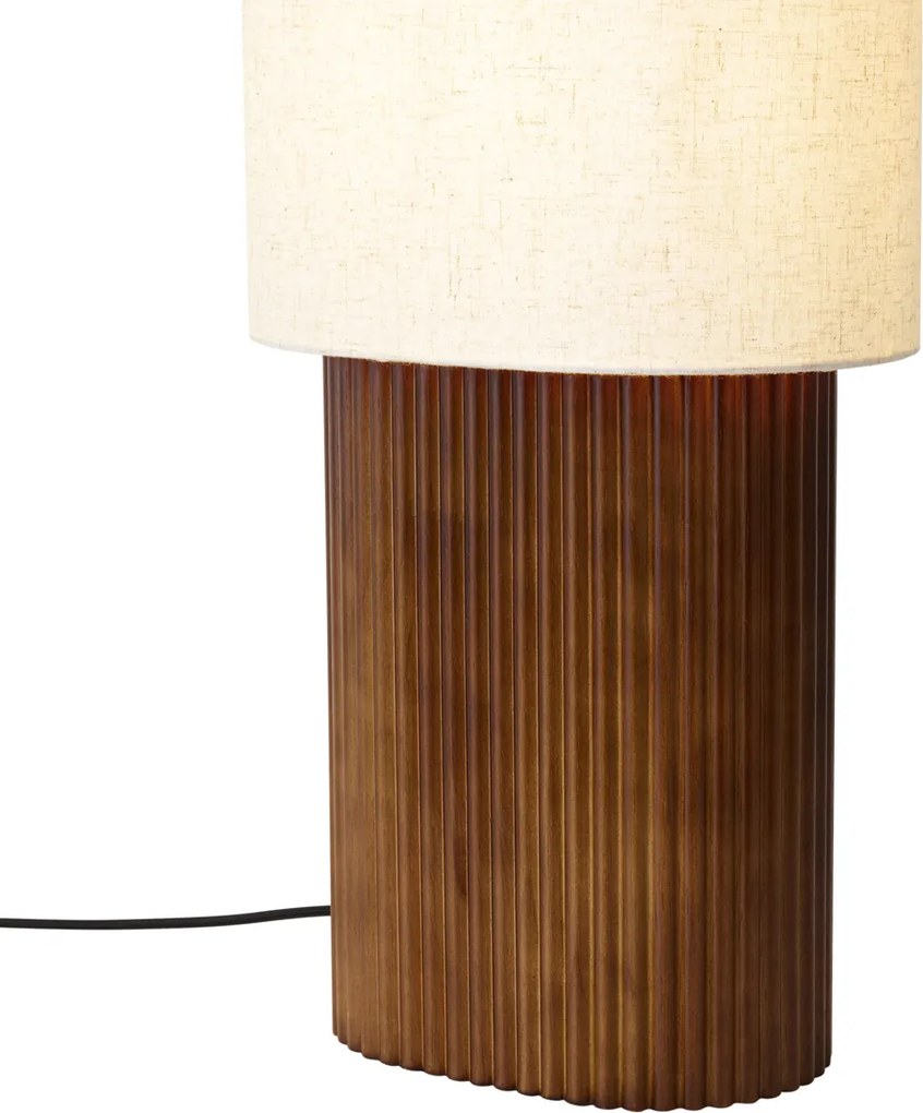 Japandi stojacia lampa z orechového dreva s látkovým tienidlom 90 cm - Lamel