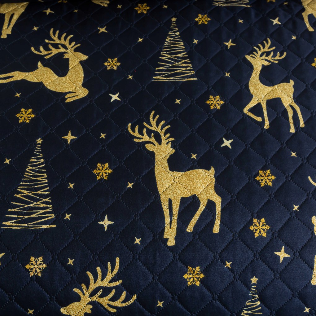 Prehoz na posteľ GOLDEN DEER tmavomodrý Rozmer: 220 x 240 cm
