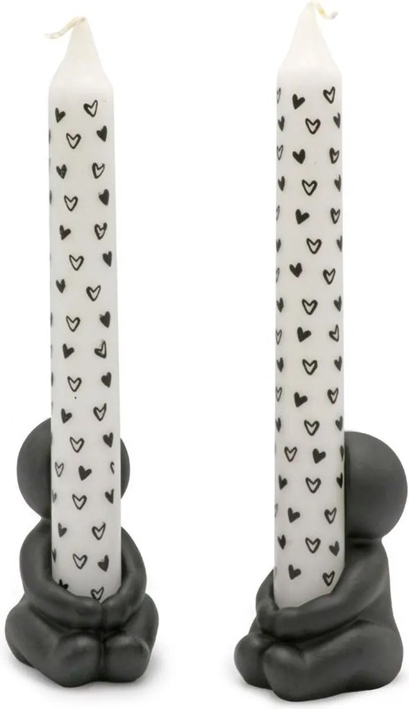 Sada 2 kameninových svietnikov IDEAS 4 SEASONS, čierna