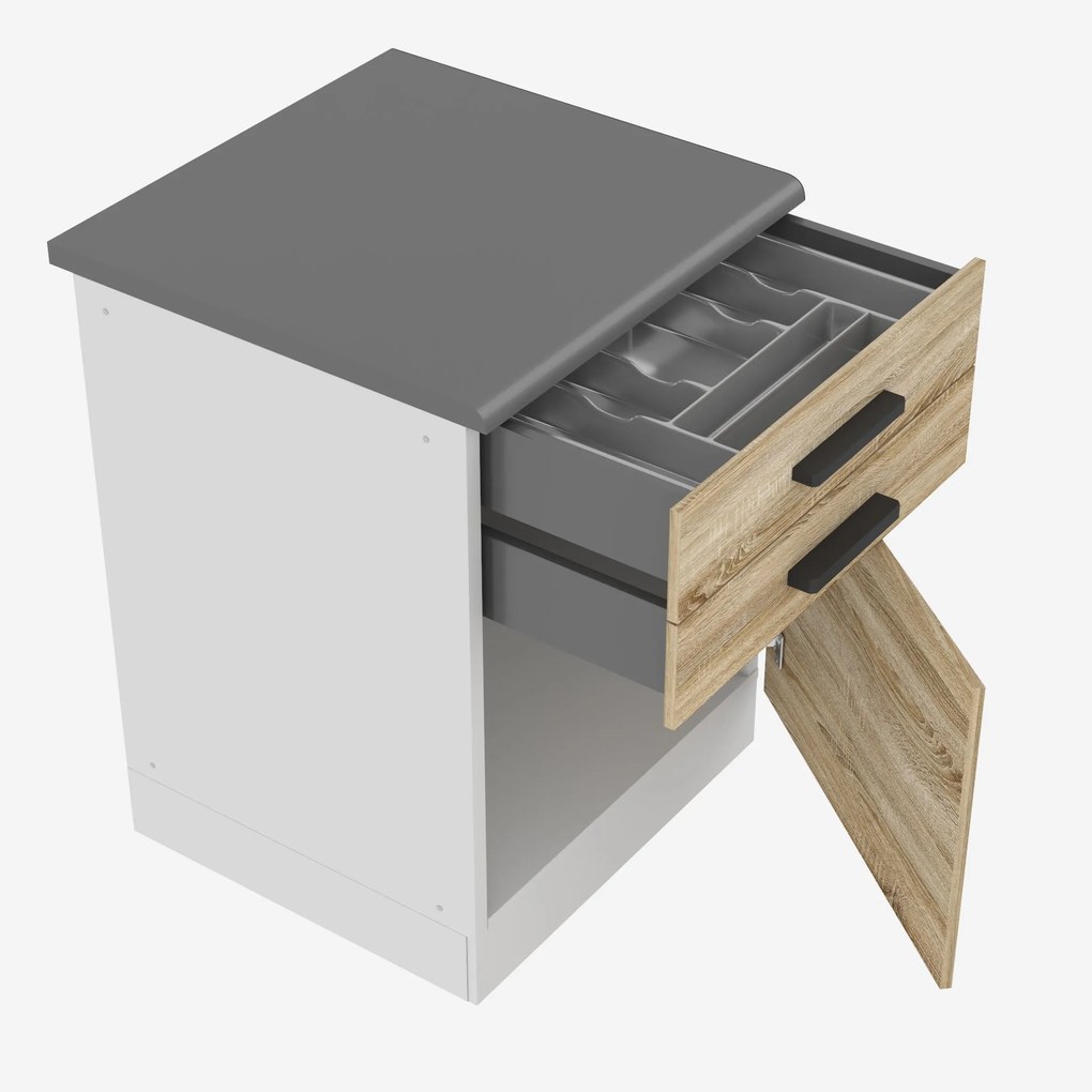 Kuchynská skrinka spodná 60 cm šuflíky TOR SDSZ60WS/0/WT/DS/B/B1/PP