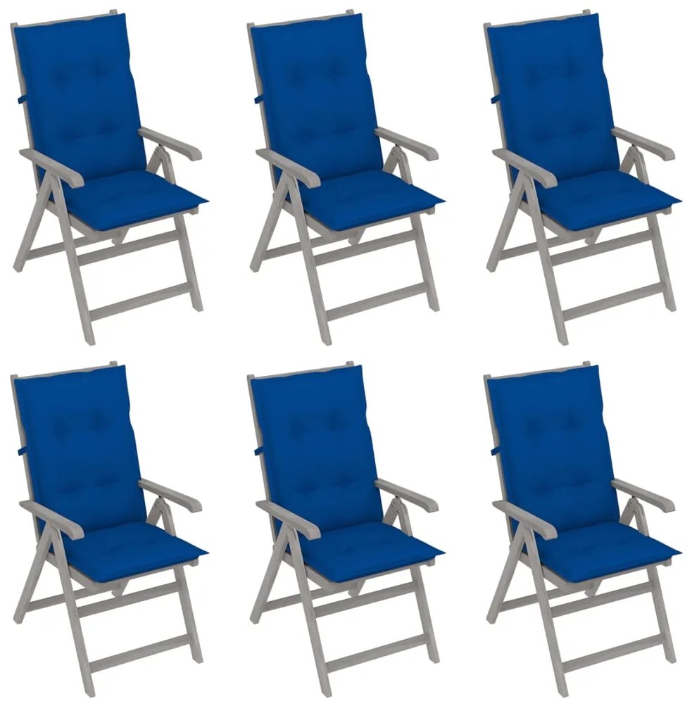 Záhradné sklápacie stoličky 6 ks s podložkami akáciový masív 3065342