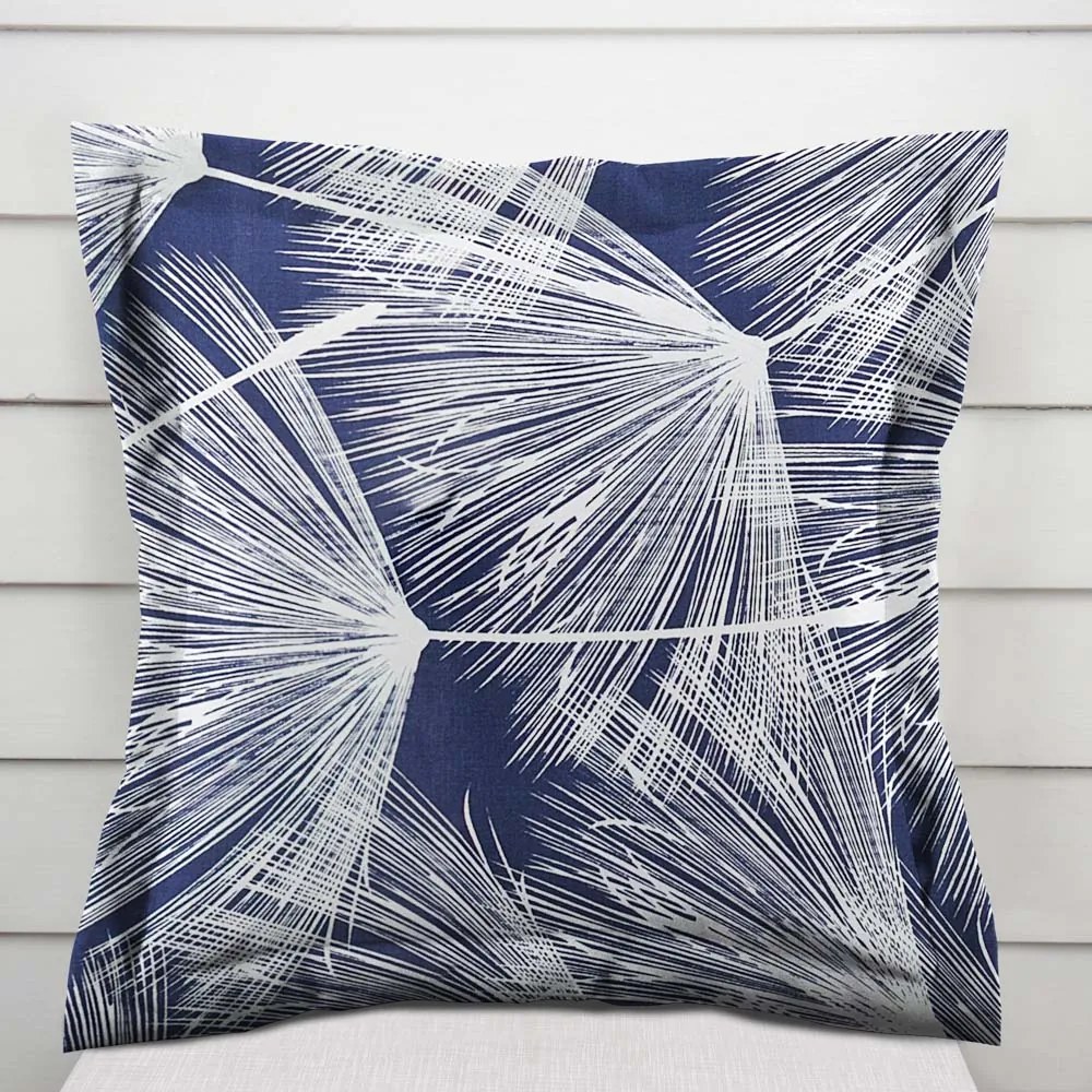 Biante Bavlnená obliečka na vankúš s lemom Sandra SA-414 Biele abstraktné páperie na modrom 40 x 40 cm