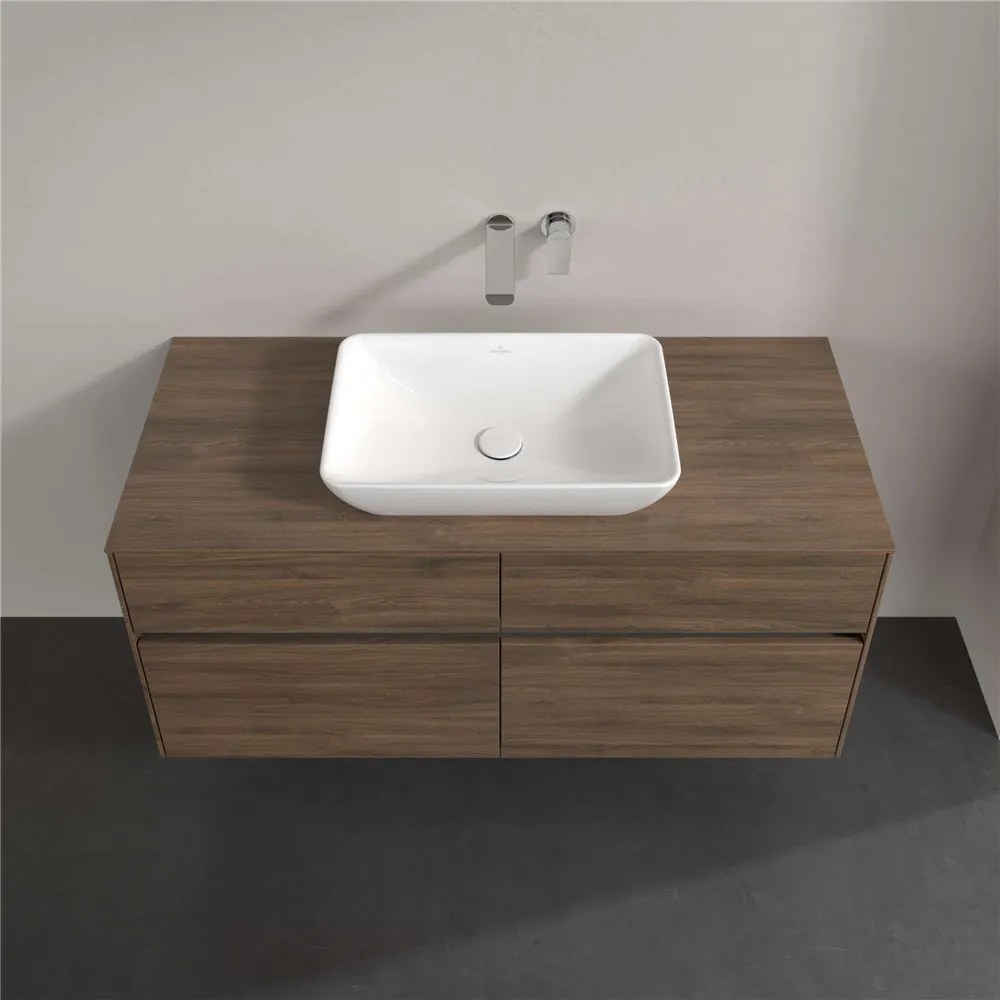 VILLEROY &amp; BOCH Collaro závesná skrinka pod umývadlo na dosku (umývadlo v strede), 4 zásuvky, s LED osvetlením, 1200 x 500 x 548 mm, Arizona Oak, C112B0VH