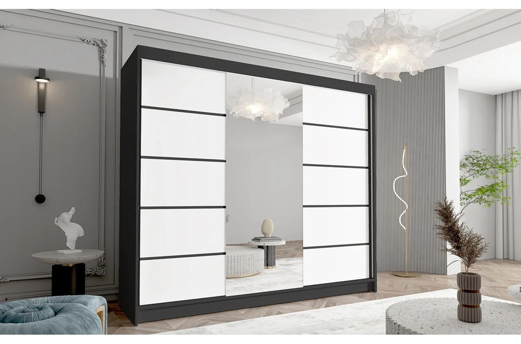Veľká šatníková skriňa DAVOS VI 250 cm Biela