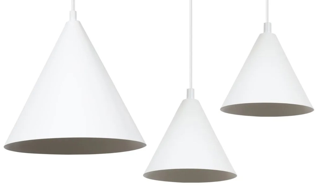 Závesné svietidlo Soho, 3x biele kovové tienidlo, (fi 14cm), o