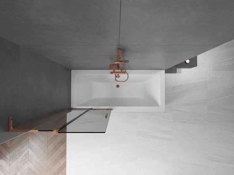 Mexen Velar L, 2-krídlová posuvná vaňová zástena 80 x 150 cm, 8mm šedé sklo, ružové zlato, 896-080-003-41-60