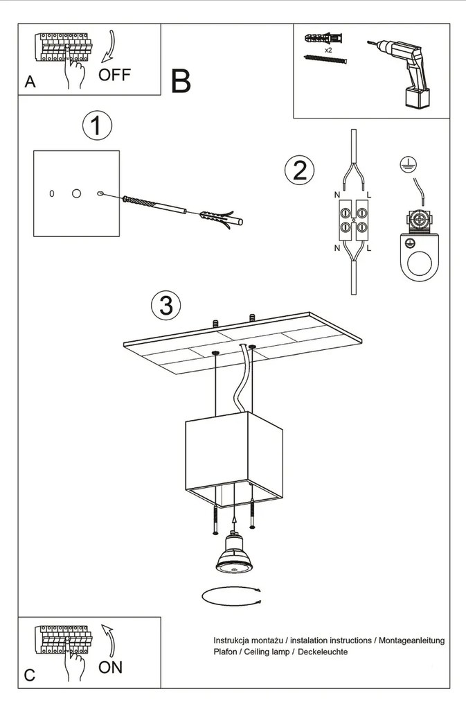 Stropné svietidlo QUAD 1 antracit