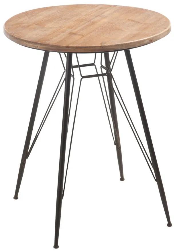 Drevený kovový stolík Bistro - Ø 64,5 * 75,5cm