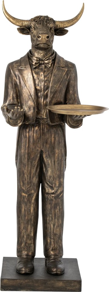 Dekorácia veľký zlatohnedý byvol Waiter – 72*59*194 cm