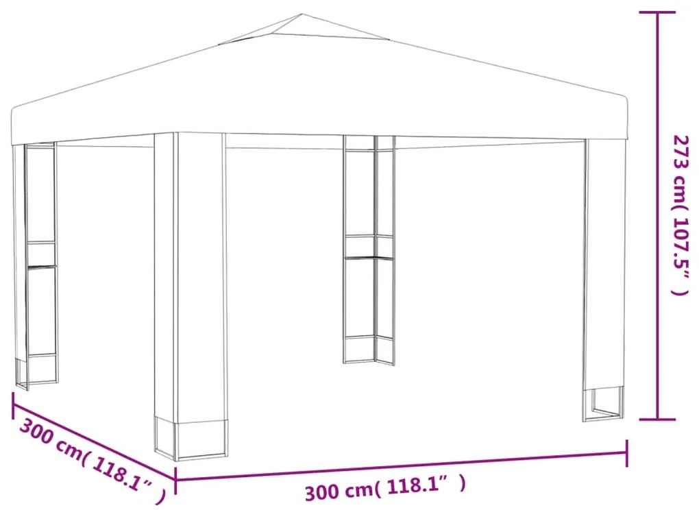 Altánok s dvojitou strieškou 3x3 m, antracitový