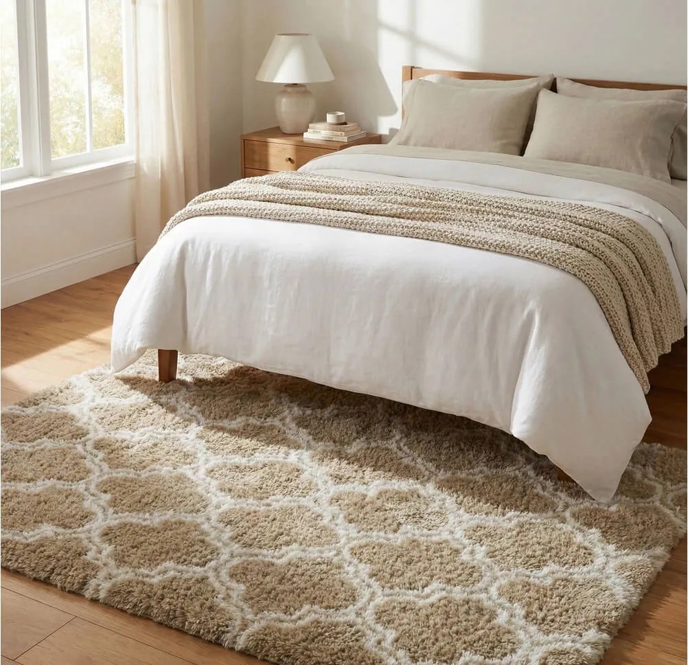 TZ Béžový vzorovaný koberec shaggy Decor Latern Rozmer: 200x250 cm