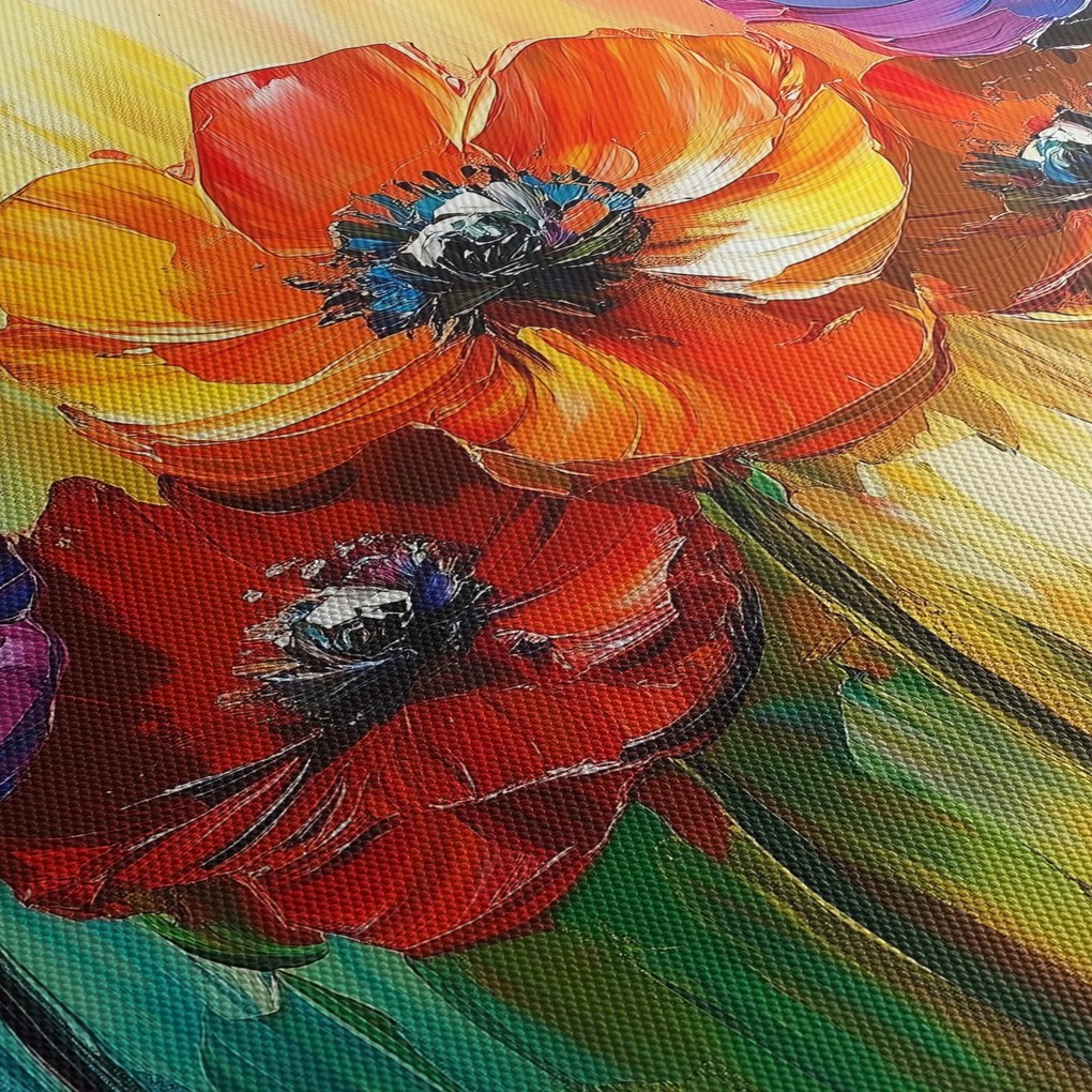 Obraz - Päť pestrofarebných kvetov (120x50 cm)