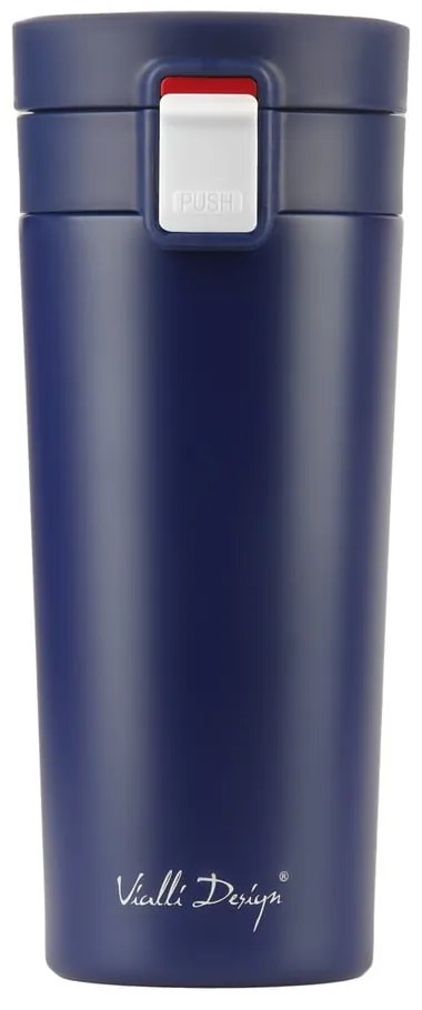 Tmavomodrý cestovný termohrnček Vialli Design Fuori, 400 ml
