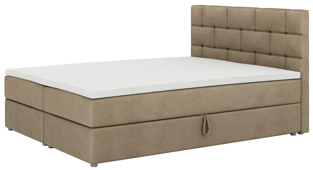 Manželská posteľ Boxspring 160x200 cm Waller (svetlohnedá) (s roštom a matracom). Akcia -20%. Vlastná spoľahlivá doprava až k Vám domov. 1007731