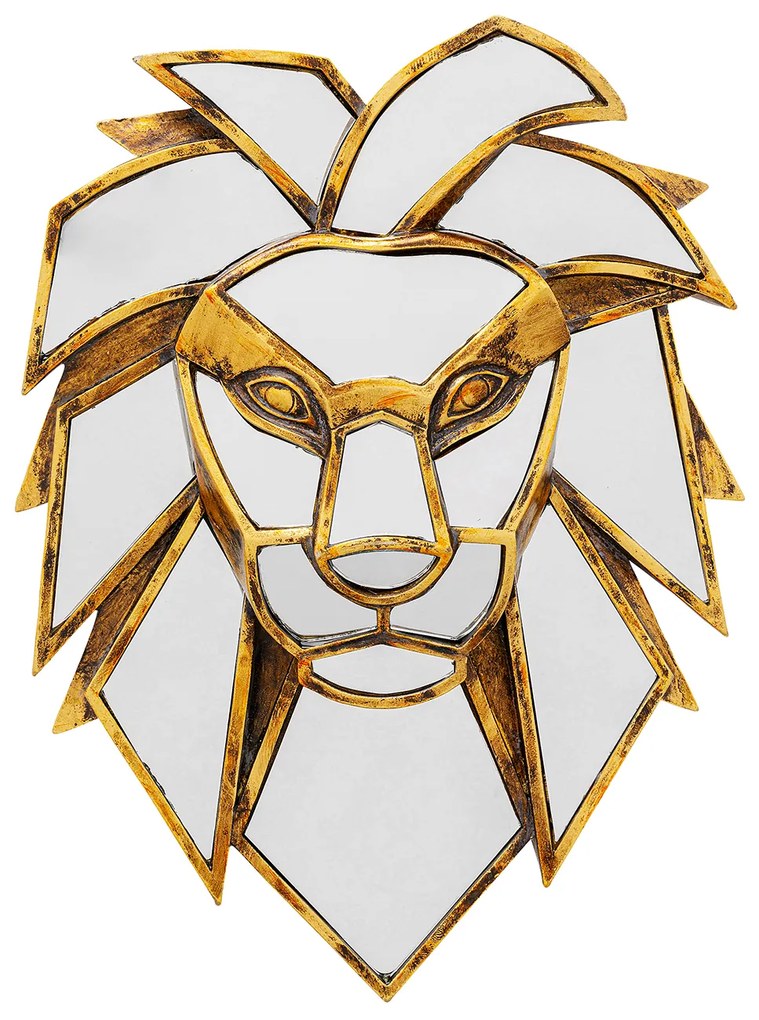 Lion Mirror nástenná dekorácia mosadzná 35 cm