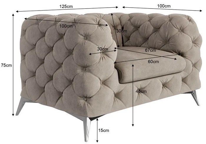 Sivobéžové zamatové kreslo Chelsea – Ropez