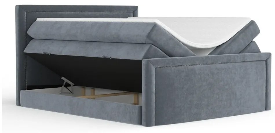 Tmavosivá boxspring posteľ s úložným priestorom 140x200 cm Lavenda – Maison de Rêve
